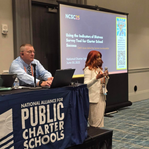 Curtis Fuller and Christine Mentis presenting the Indicator of Distress Tool at the National Charter School Conference in Orlando.
